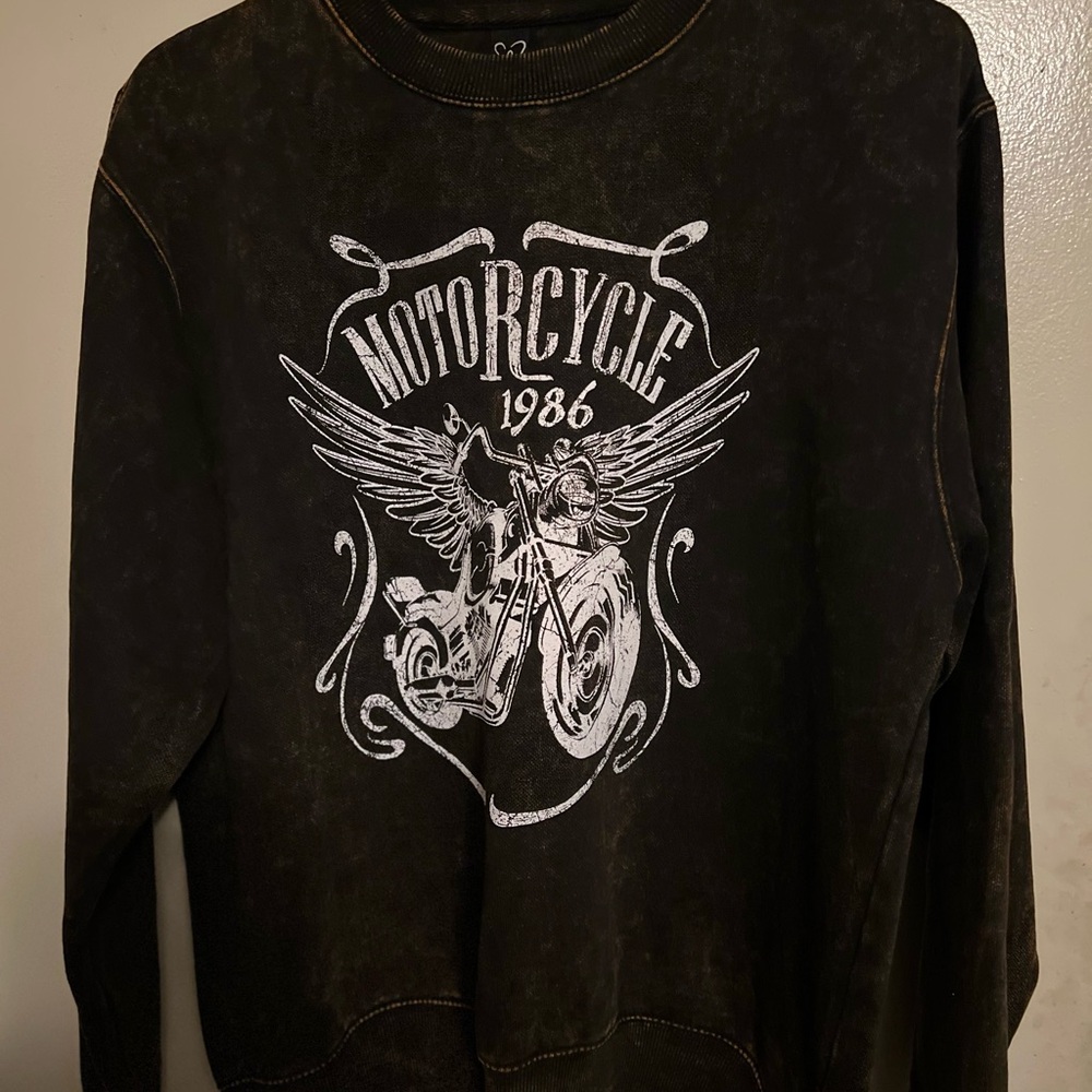 Dark Brown Motorcycle Graphic Sweatshirt